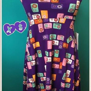 LuLaRoe XS Cassette Tapes Azure Skirt